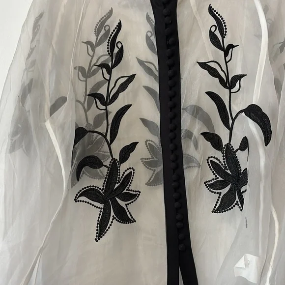 Black and white Embroidered sheer top - Picture 4 of 4